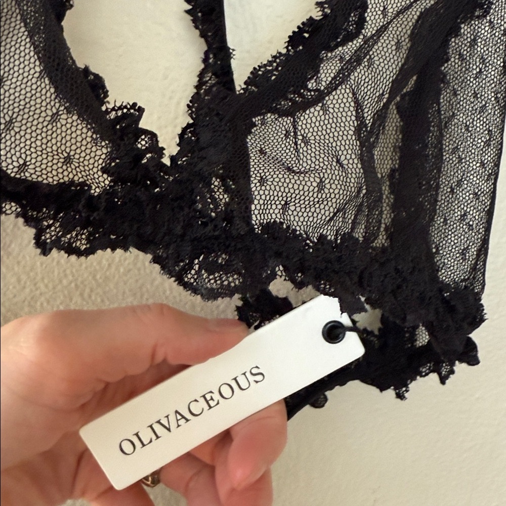 NWT Olivaceous Black Sheer Lace Bralette Medium - Picture 3 of 4